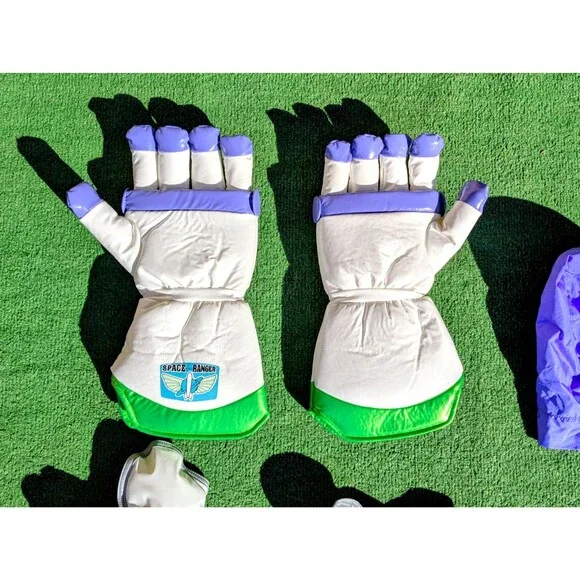 Buzz Lightyear Space Ranger Costume Gloves Toy Story Child+Booties+Hood  EUC - Picture 3 of 7